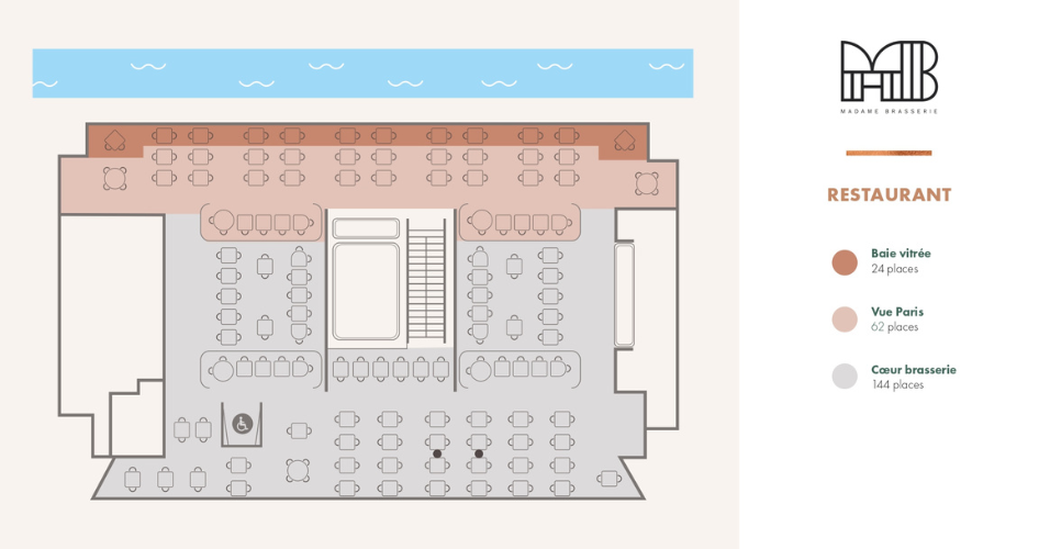 Le plan de la salle de Madame Brasserie
